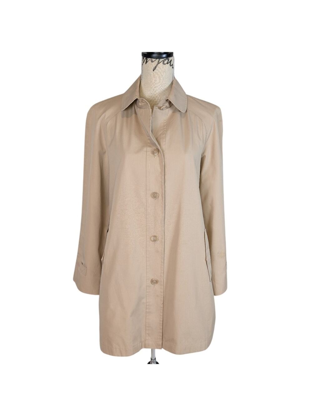 Vintage London Fog Beige Raincoat Trench Jacket Lined 1980s